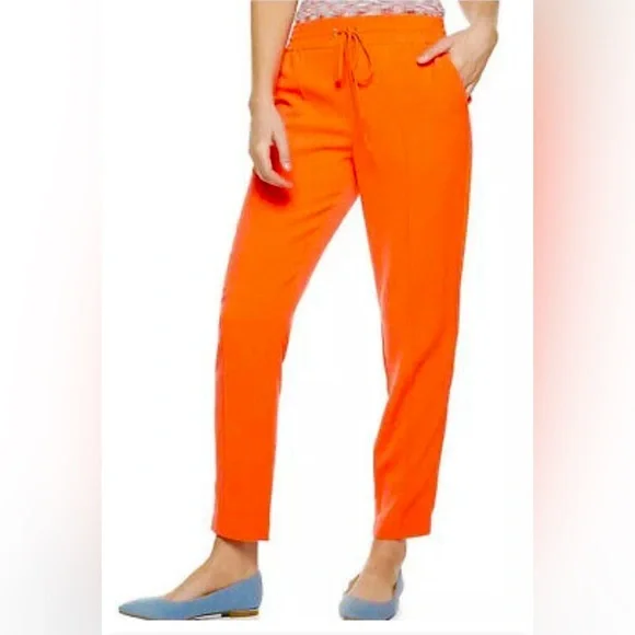 Nine West Women’s Slim Straight Orange Pull On Stretch Tapered Pants - Picture 2 of 7